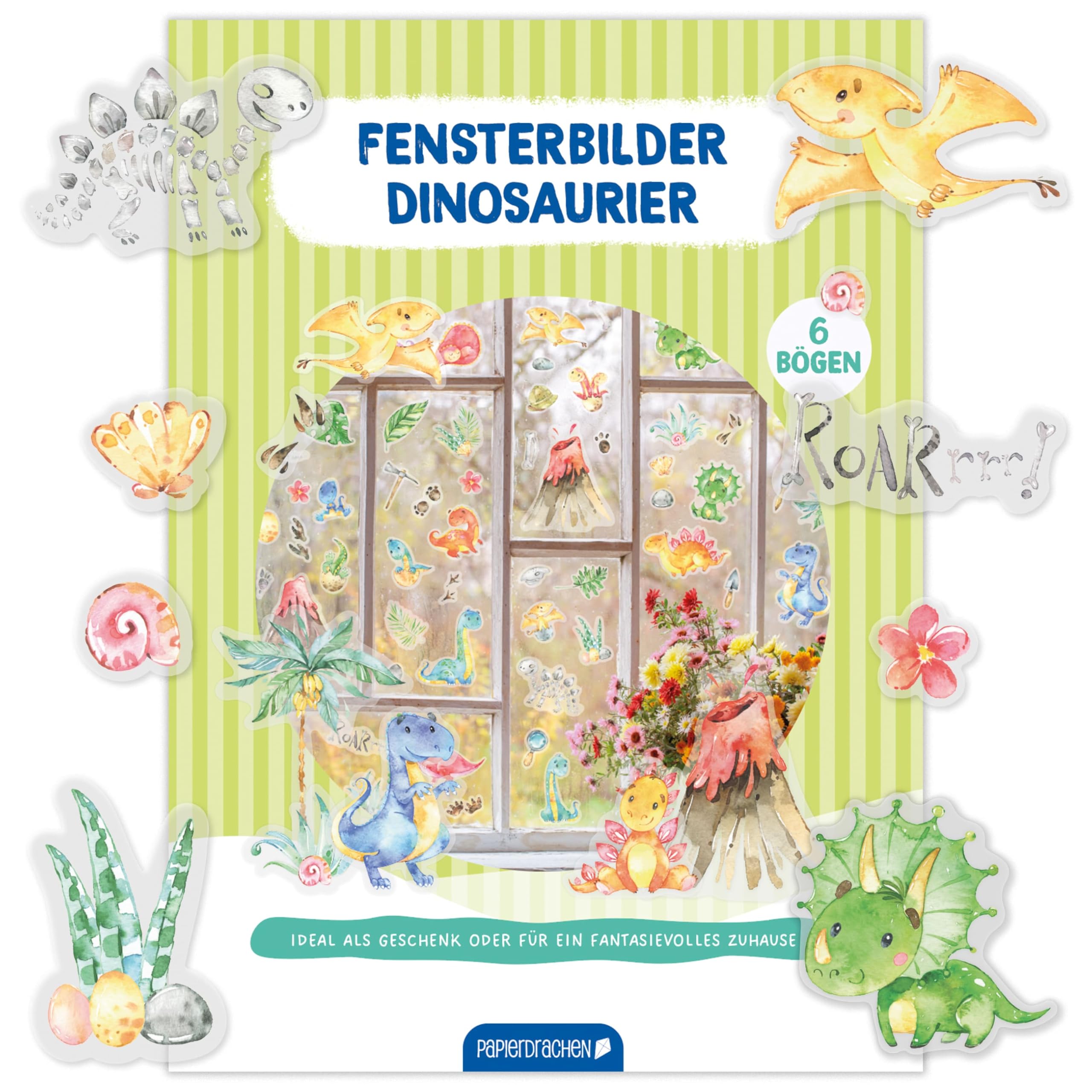 Papierdrachen Fensterbilder Meerjungfrau - 6 Bögen Fenster-Sticker & Aufkleber - Statisch haftend & Wiederverwendbar - Deko Kinderzimmer Unterwasserwelt