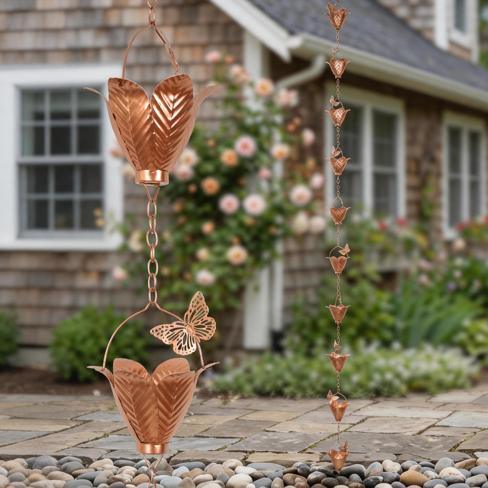 Topadorn Butterfly Flower Rain Chain