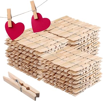 400 PCS Large Wooden Clothes pegs, 6.1 x 1.1cm Wood Laundry pegs, Bamboo Washing Clothespins Clips for Clothes Photos