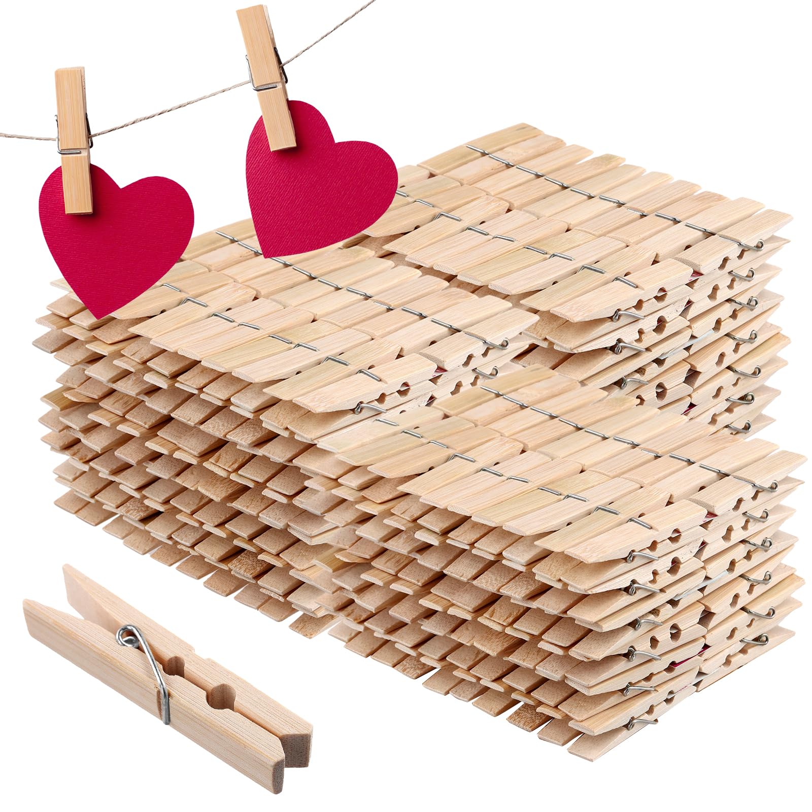 SENJEOK 400 PCS Large Wooden Clothes pegs, 6.1 x 1.1cm Wood Laundry pegs, Bamboo Washing Clothespins Clips for Clothes Photos