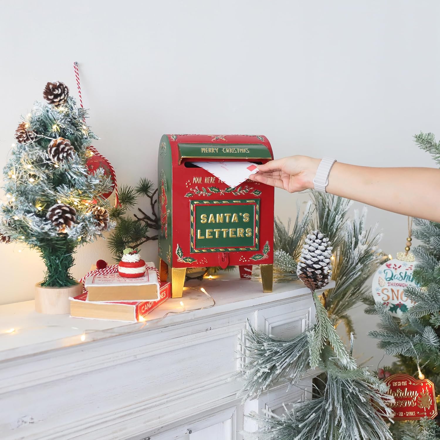 North Pole Post Letters to Santa Mailbox Vintage Mailbox Rustic Metal Christmas Decorative/Letters Decoration Christmas Farmhouse Decor Christmas Decorative Box