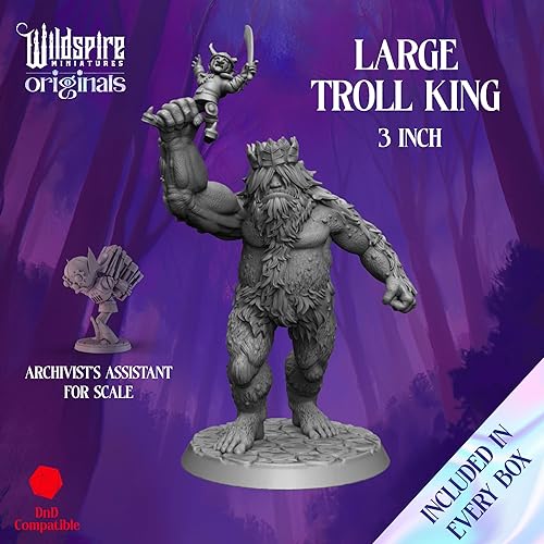Miniatura 4 de Wildspire Heroes, NPC Animal Companions & Troll King for DND Miniatures Bulk 28mm-32mm Unpainted Paintable Dungeons and Dragons Minis Pathfinder