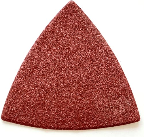 POWERTEC 48000 papel de lija con detalle triangular de 3-18 pulgadas, grano surtido con 60 80 120 180 240 320 Almohadillas de lijado de gancho y