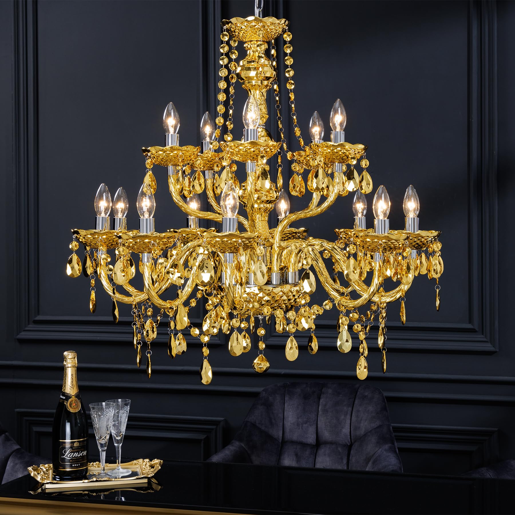 JVmoebel Kronleuchter Kristall Kronleuchter Luxus Deckenlampe Deckenleuchte Hängelampe Neu