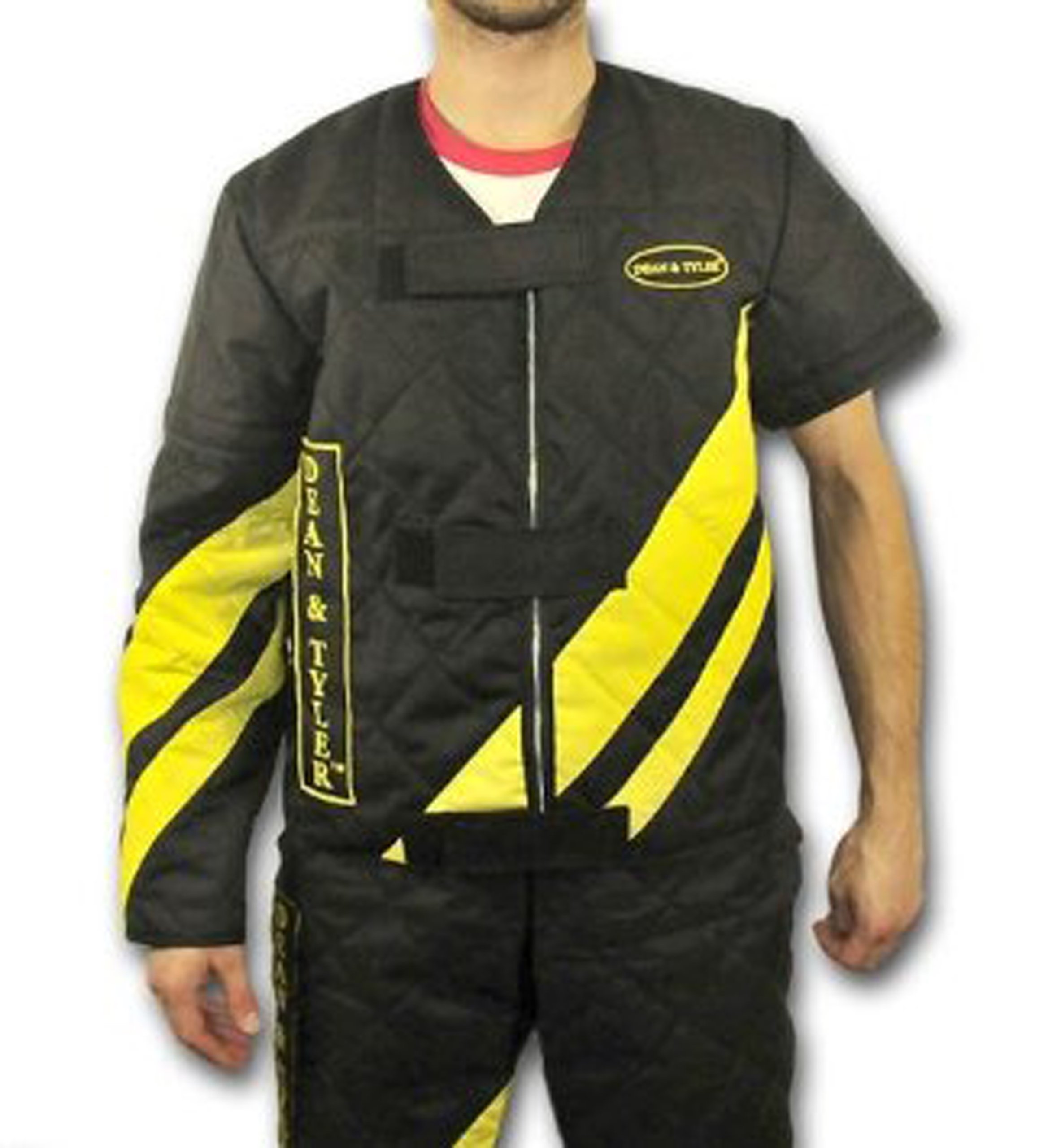 DT Scratch Jacket with Attachable Long Sleeve, Black/Yellow, Large (Size: 42-Inch)
