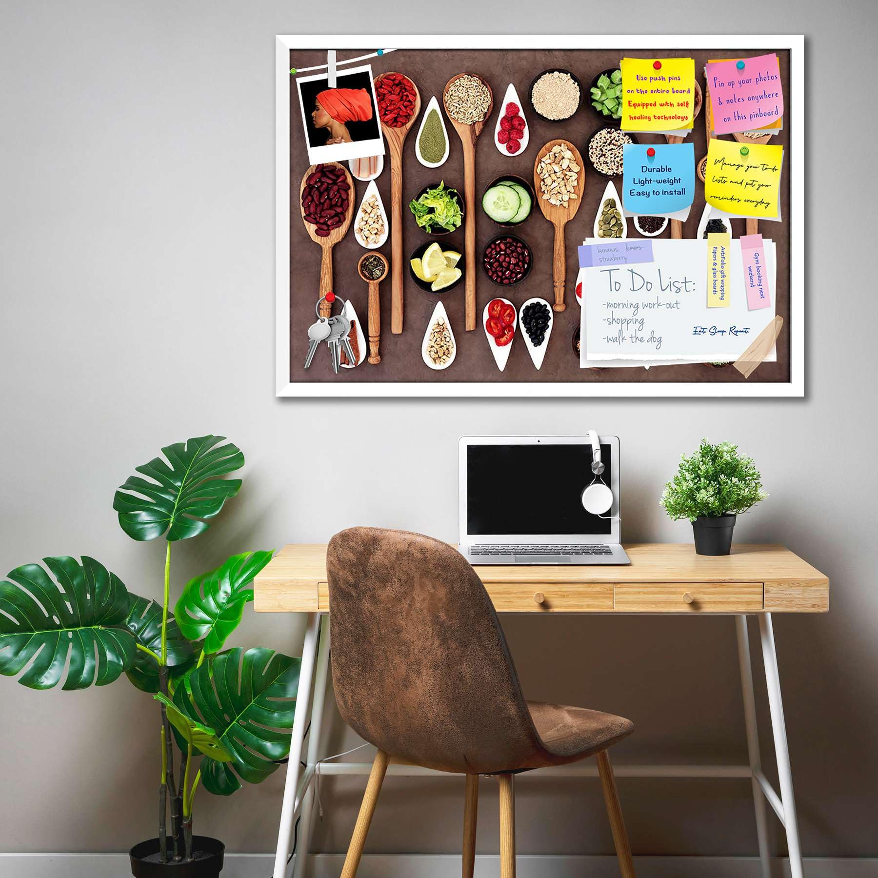 ArtzFolio Large Food Selection Display D2 | Bulletin Board Notice Pin Board | Vision Soft Board Combo with Thumb Push Pins & Sticky Notes | White Frame | 17.5 x 12 inch (44 x 30 cms)-image-42