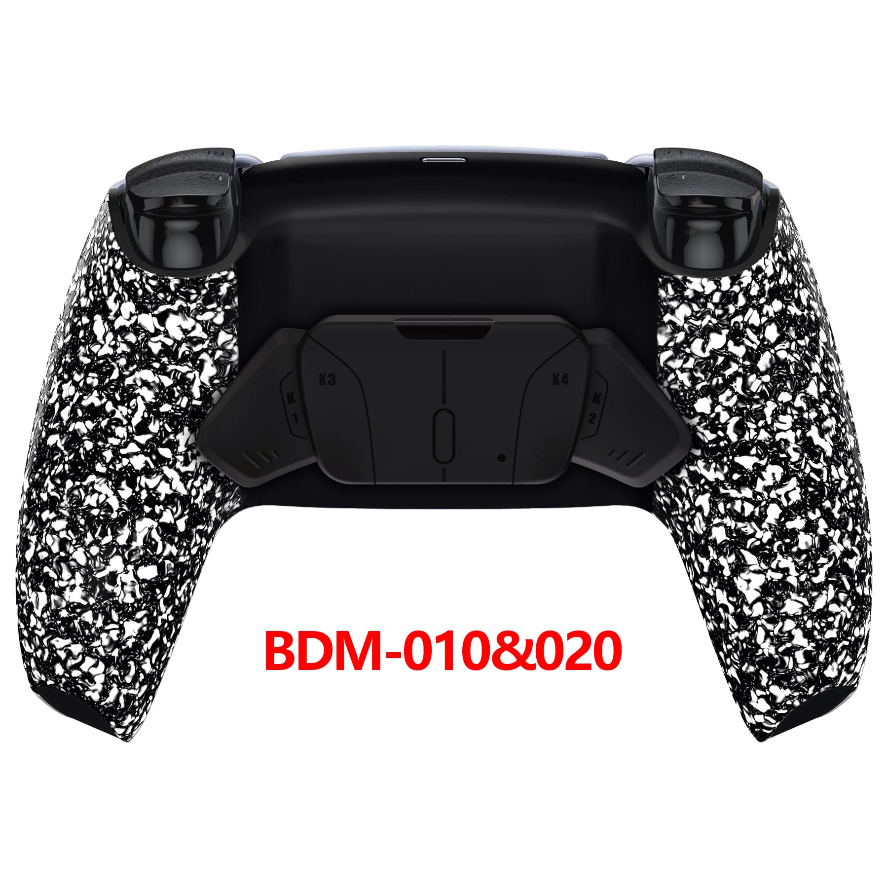 eXtremeRate RISE4 Remap Kit Programmable pour ps5 Manette BDM-010&020, Coque Arrière Redessinée avec 4 Palette pour ps5 Manette, Carte améliorée, Blanche Texturé
