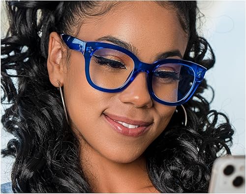 Miniatura 4 de Lentes de luz azul de gran tamaño con marco atrevido para mujer, marcos de anteojos redondos para computadora para mujer