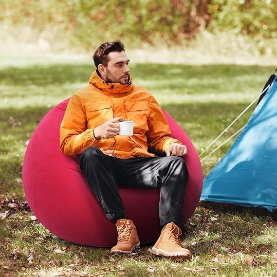 Inflatable Sofa Chair, Inflatable Lazy Sofa, Sleeping Bag Chair For Adults, Portable Folding Air Recliner, Comfortable Blow Up Couch, Ergonomic Seat Design For Living Room Bedroom Balcony Office Trave