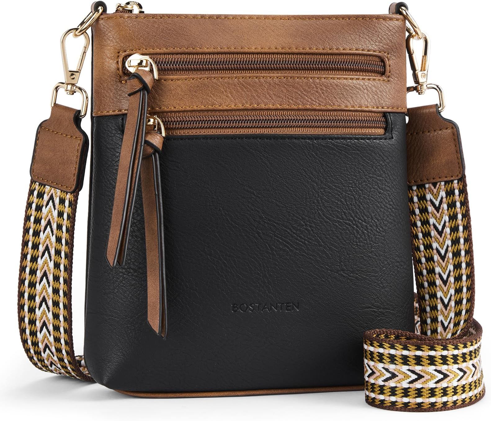 BOSTANTEN Crossbody Bags for Women Trendy Vegan Leather Purse Designer Shoulder Handbags with Adjustable Strap Zipper Pocket