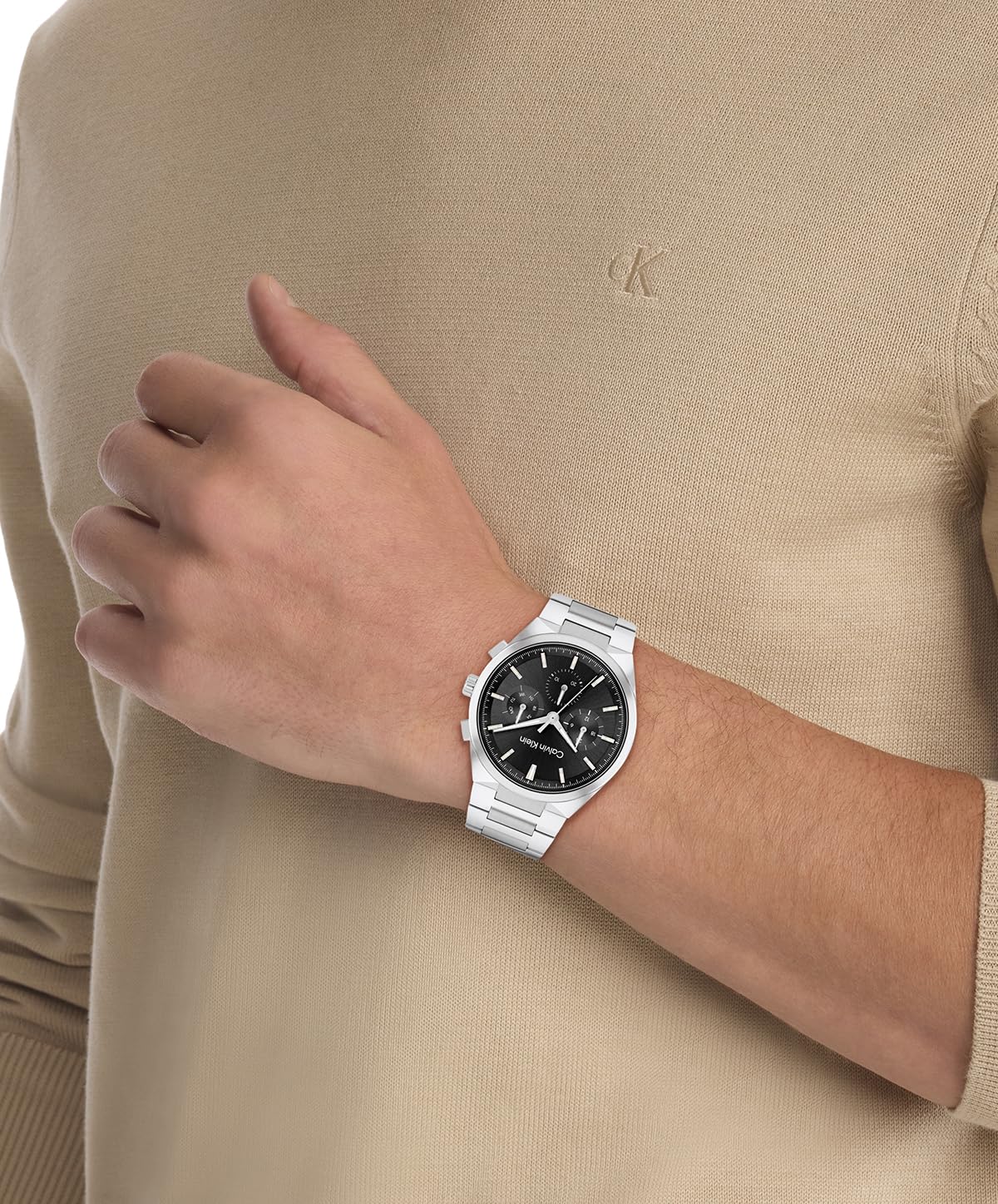 Calvin Klein Orologio Analogico Multifunzionale al Quarzo per Uomo Collezione DISTINGUISH con Bracciale in Acciaio Inossidabile