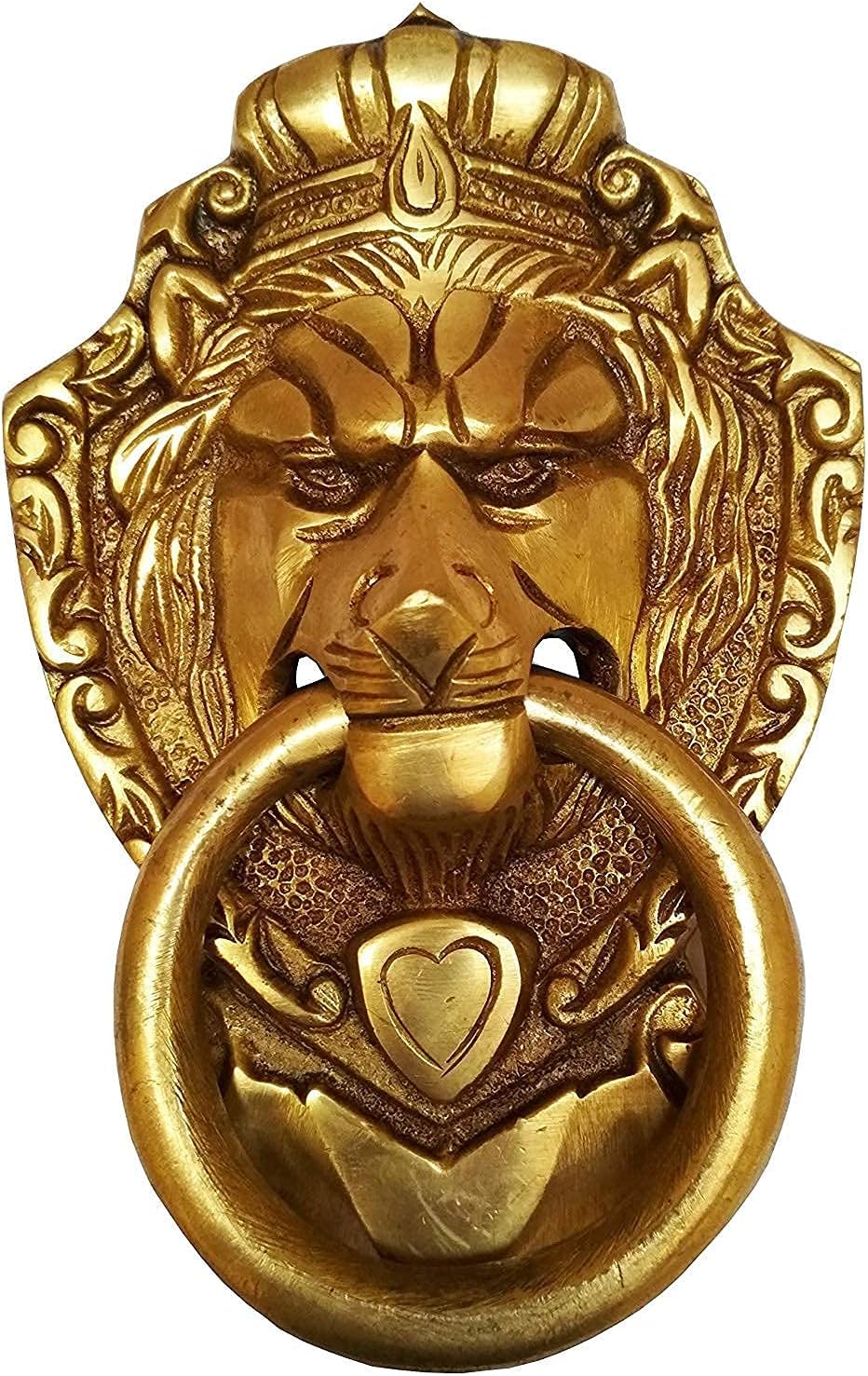 PARIJAT HANDICRAFT Door Knocker Brass Door Knocker: Antique Lion King Design Gate Handle