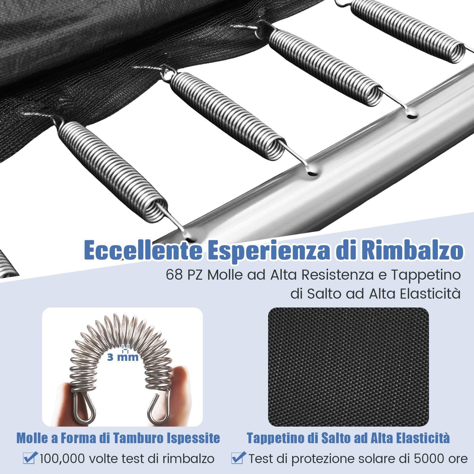 COSTWAY Trampolino da Esterno per Bambini e Adulti 317 x 255 cm, Tappeto Elastico Rettangolare con Canestro da Basket, Porta da Calcio, Scala Antiscivolo, Rete e Telaio in Acciaio