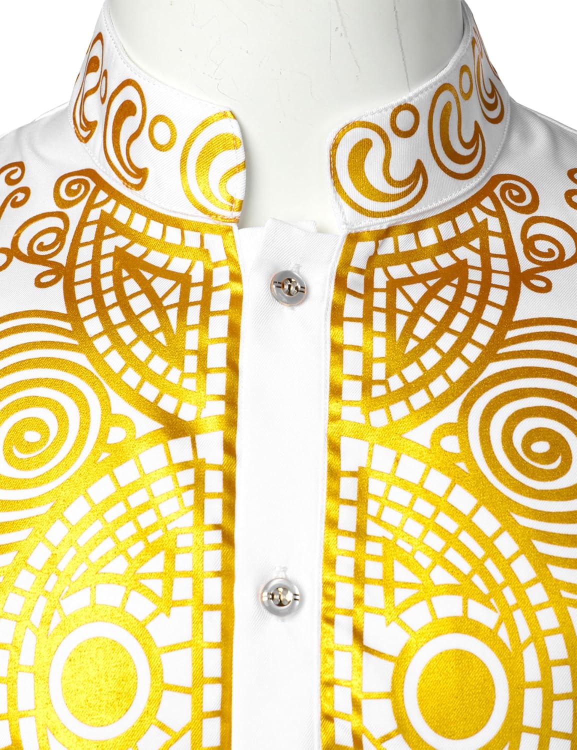 LucMatton Men's African Attire 2 Piece Set Long Sleeve Gold Foil Printing Dashiki and Pants Outfit Traditional Suit - Image 5