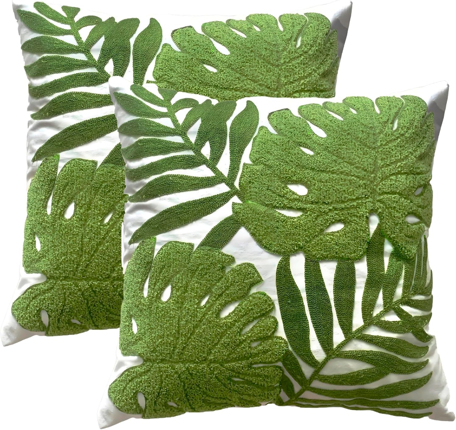 TAOSON Pack of 2,Tropical Green Leave Pattern Embroidered Throw Pillow Cover,Cotton Canvas Cushion Covers, Spring Farmhouse Decor, Valentine’s Day Gift Square Farmhouse Floral Pillow Case 18″ x18″ TAOSON Pack of 2,Tropical Green Leave Pattern Embroidered Throw Pillow Cover,Cotton Canvas Cushion Covers, Spring Farmhouse Decor, Valentine’s Day Gift Square Farmhouse Floral Pillow Case 18″ x18″