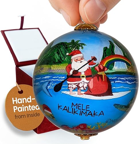 Miniatura 13 de Adorno coleccionable de cristal hawaiano pintado a mano tortugas marinas en la puesta del sol con caja de regalo pintado a mano tortugas marinas