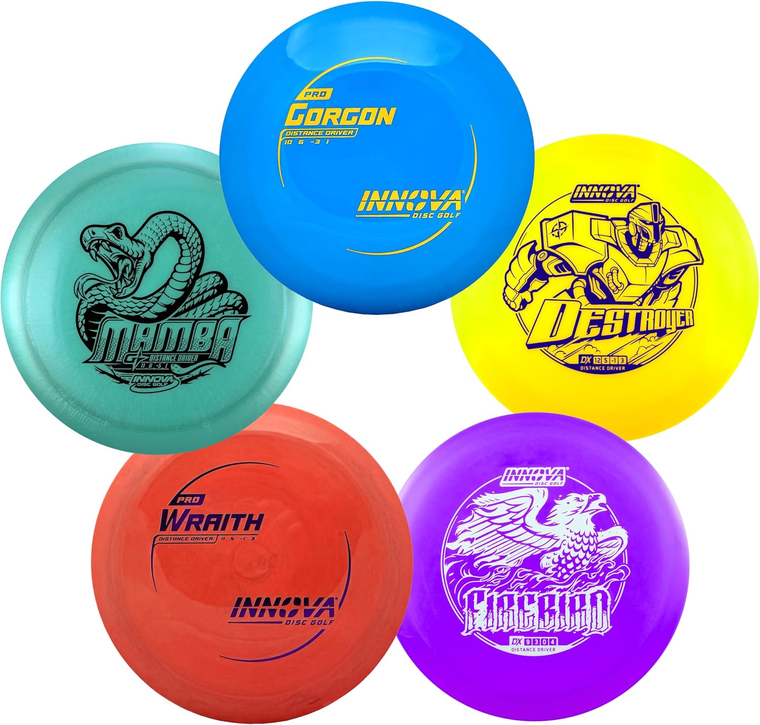 Innova Disc Golf Distance Driver 5 Pack – Max Distance Disc Golf Driver Set PDGA Approved Disc Golf Set 170-175g