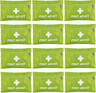 QCWN 12 Pack Empty First Aid Bag Mini Medical Kit Pouch Small Travel Emergency Survival Storage Bags for Car Home Hiking Camping Waterproof Red