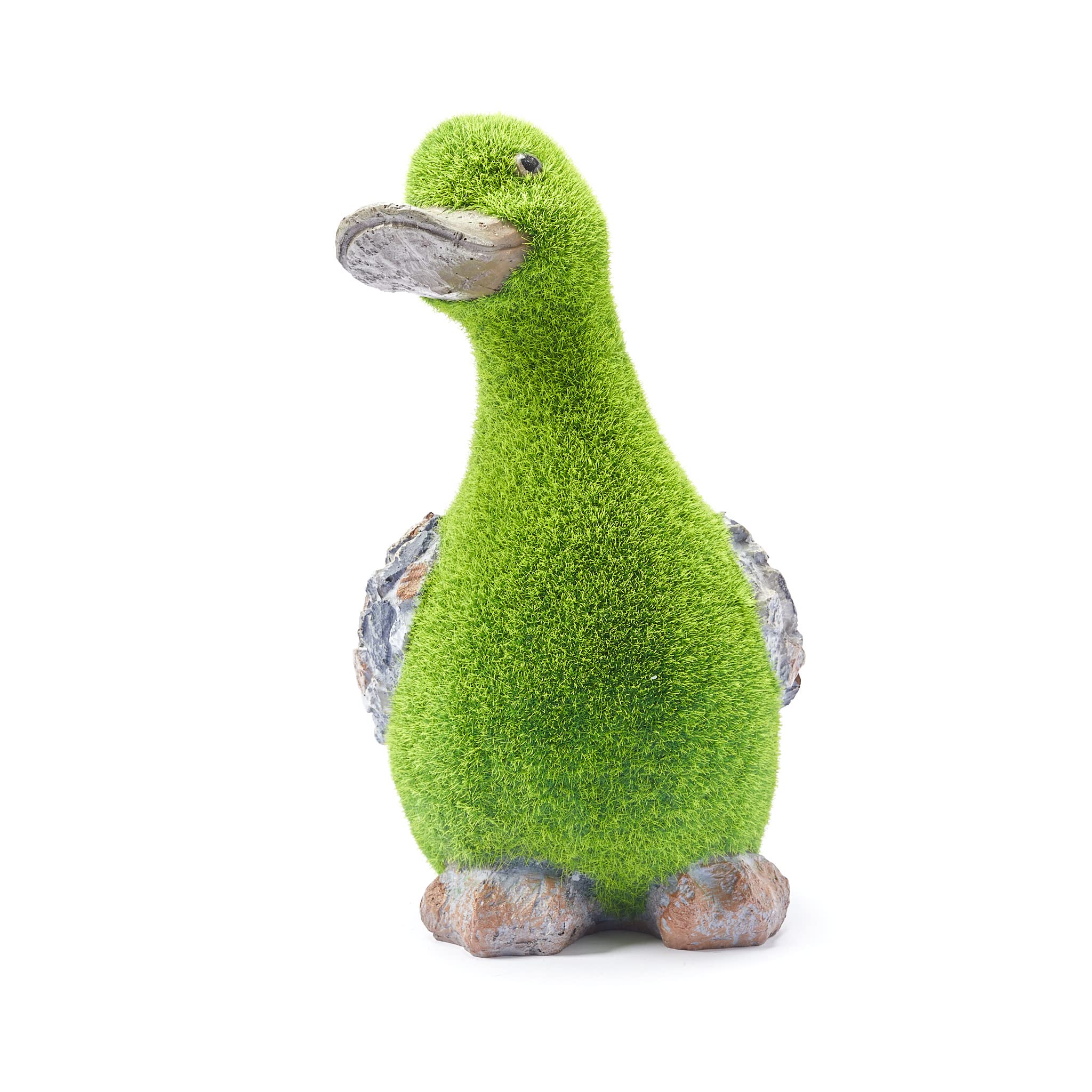 HH Home Hut Garden Ornament Animal Flocked Grass Stone Effect Green Decorative Outdoor Figure Free Standing Statue Figurine (Duck) — image 1