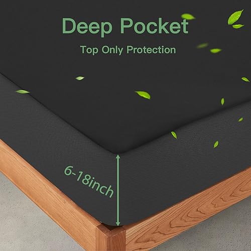 Miniatura 2 de Sufdari Protector de colchón impermeable tamaño Queen, funda de colchón silenciosa con bolsillo profundo de 18 pulgadas, a prueba de insectos y