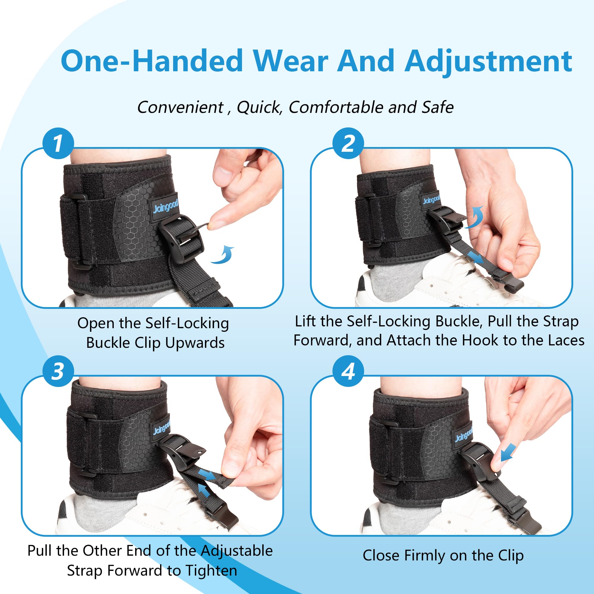 Soporte de pie para pie AFO para caminar, gancho de aleación de zinc actualizado con clip para zapatos, soporte ajustable para pie izquierdo o derecho, S/M
