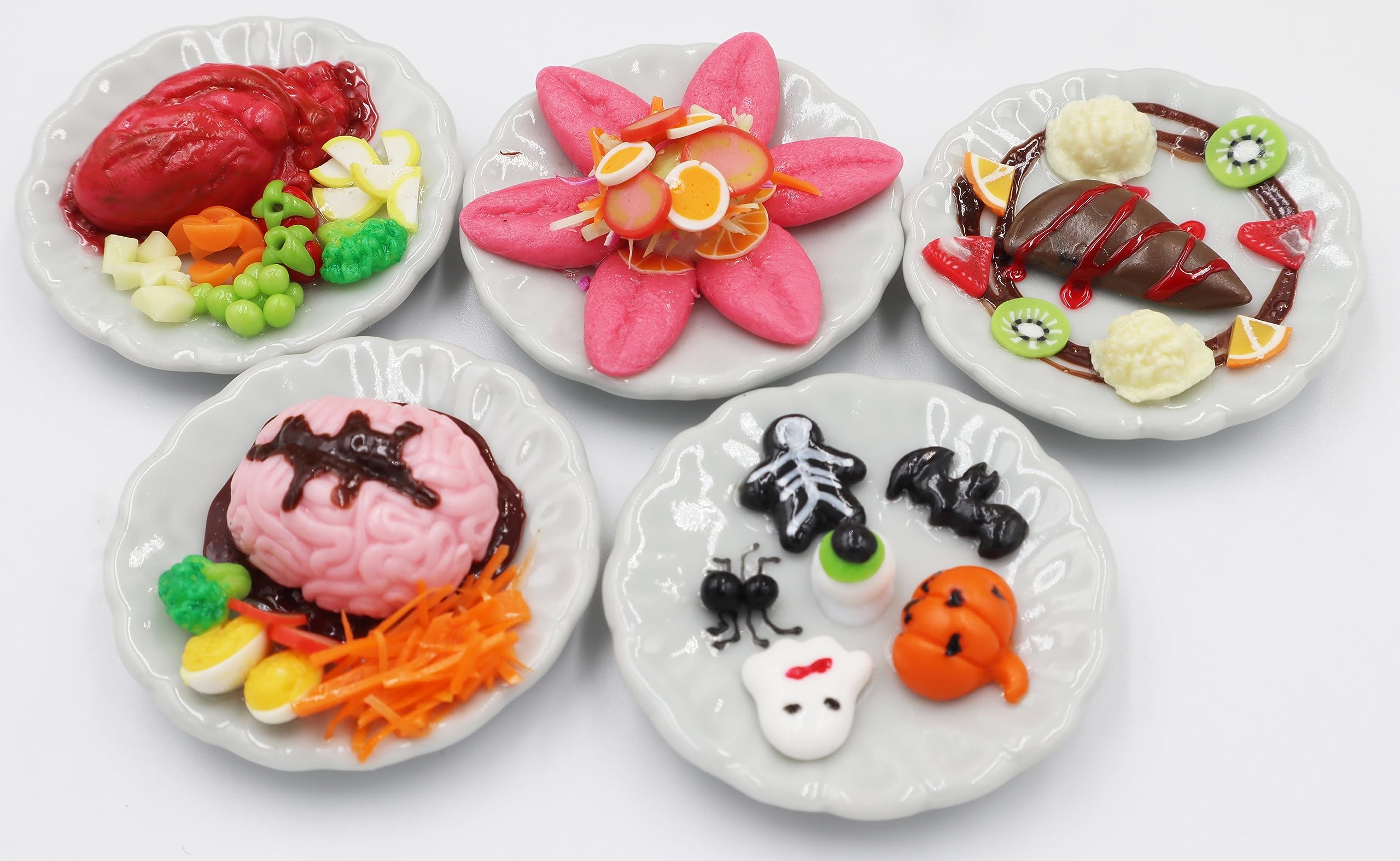 Amazon.co.jp: セラミックプレートにセットされたハロウィンミニチュア 