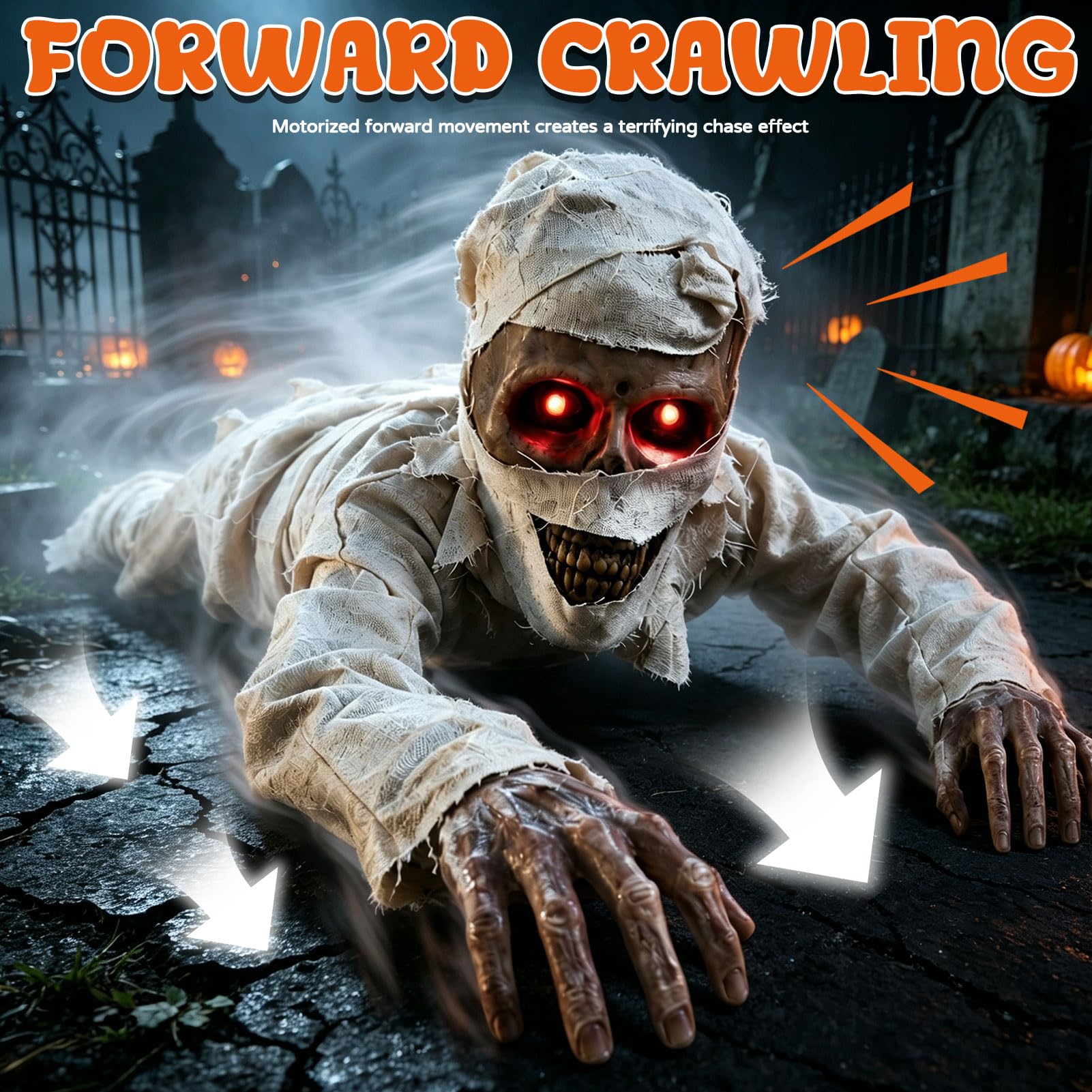 Animatronic - Mummia strisciante per Halloween, 106 cm, decorazione per