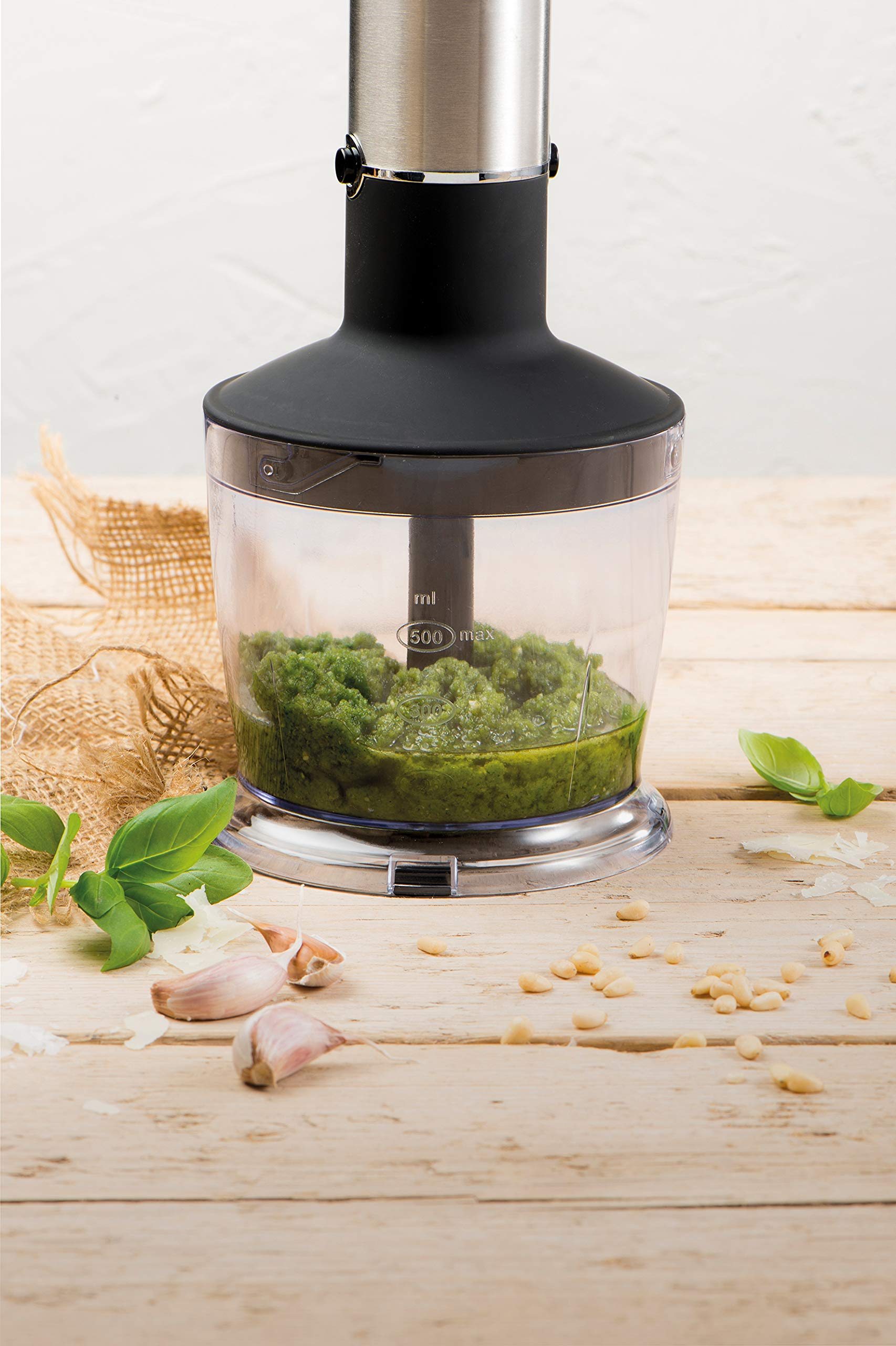 FRITEL Stabmixer HB 2870 – Stabmixerset/Handmixer mit Zubehör – 25 cm – 800 W – 6 Messer – 2 Geschwindigkeitsstufen + Zerkleinerer + Messbecher + 2 Rührbesen
