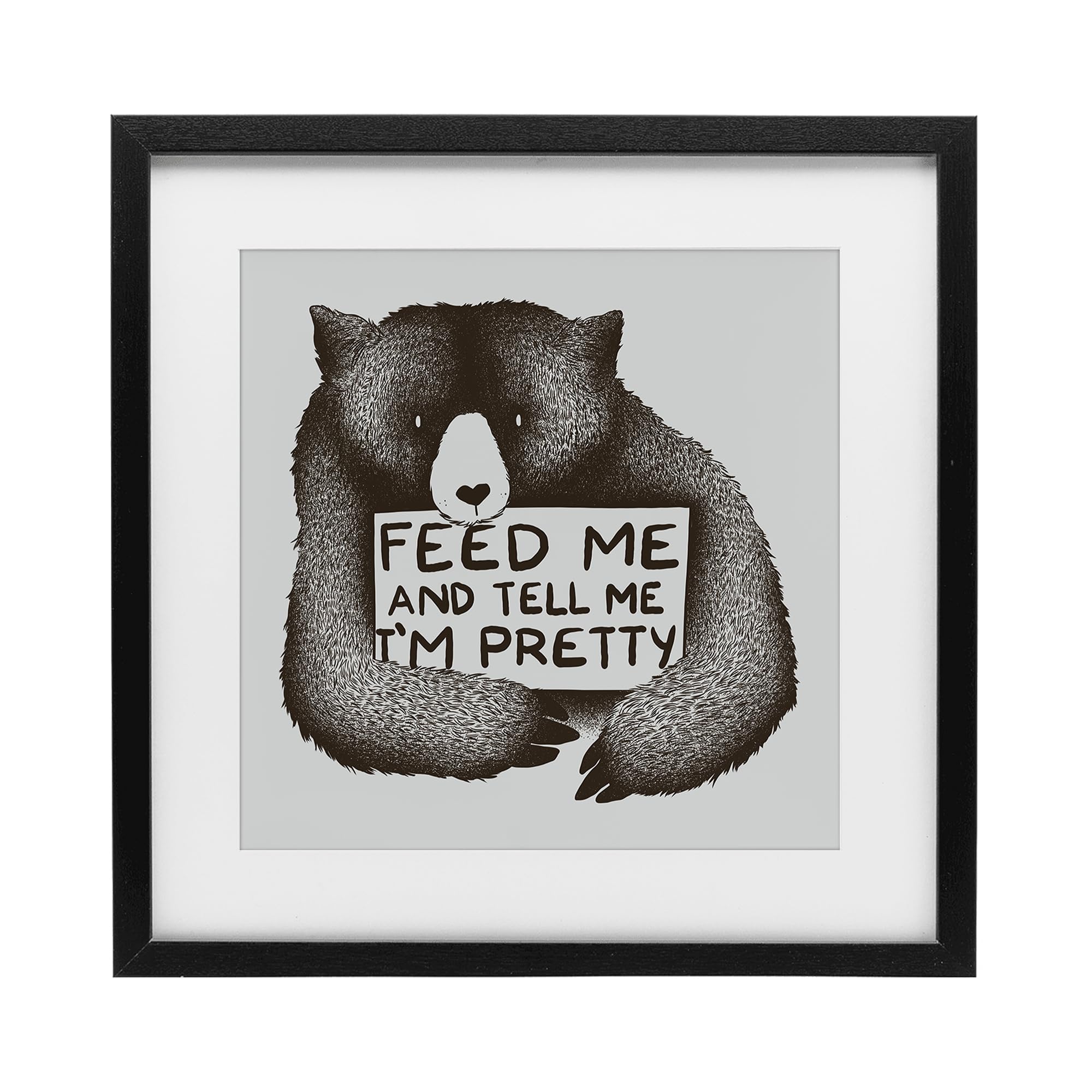 Stupell Industries Midnight Black (Textured) Bear Humor Cabin Lodge Quote, 13 X 13 Inch Framed Print Under Glass
