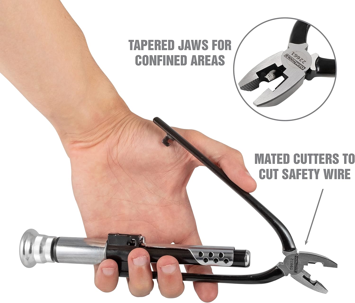 OEMTOOLS 22661 6-Inch Safety Wire Pliers, Wire Twister Heavy Duty, Reversible Action, Applications on Vehicles, Machinery and Aircraft, 10-Meter Long 0.5 mm Zinc Plated Steel Wire Included