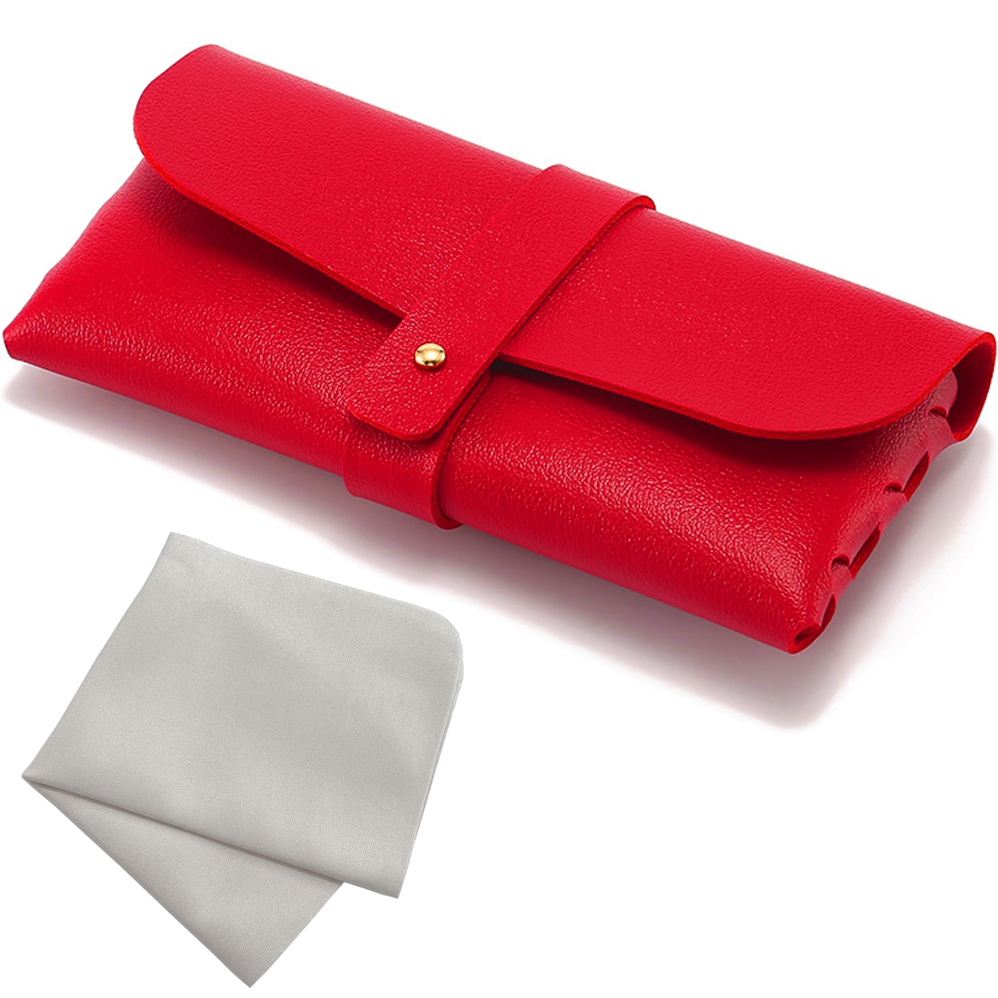 Onrtry Soft Leather Eyeglass Case PVC Nail Buckle Glasses Bag Sunglasses Case Glasses Pouch