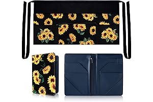 Jetec 2 Pcs Waist Apron with 6 Pockets Server Book for Waitresses