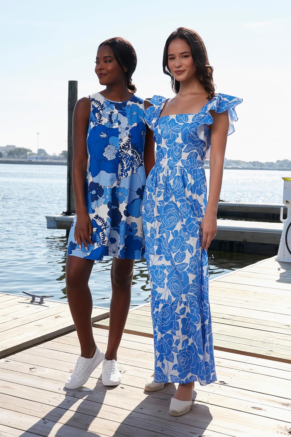 London Times Womens Square Neck Maxi Dress for Women with Ruffle Detail | Summer Dresses for Women - Image 5