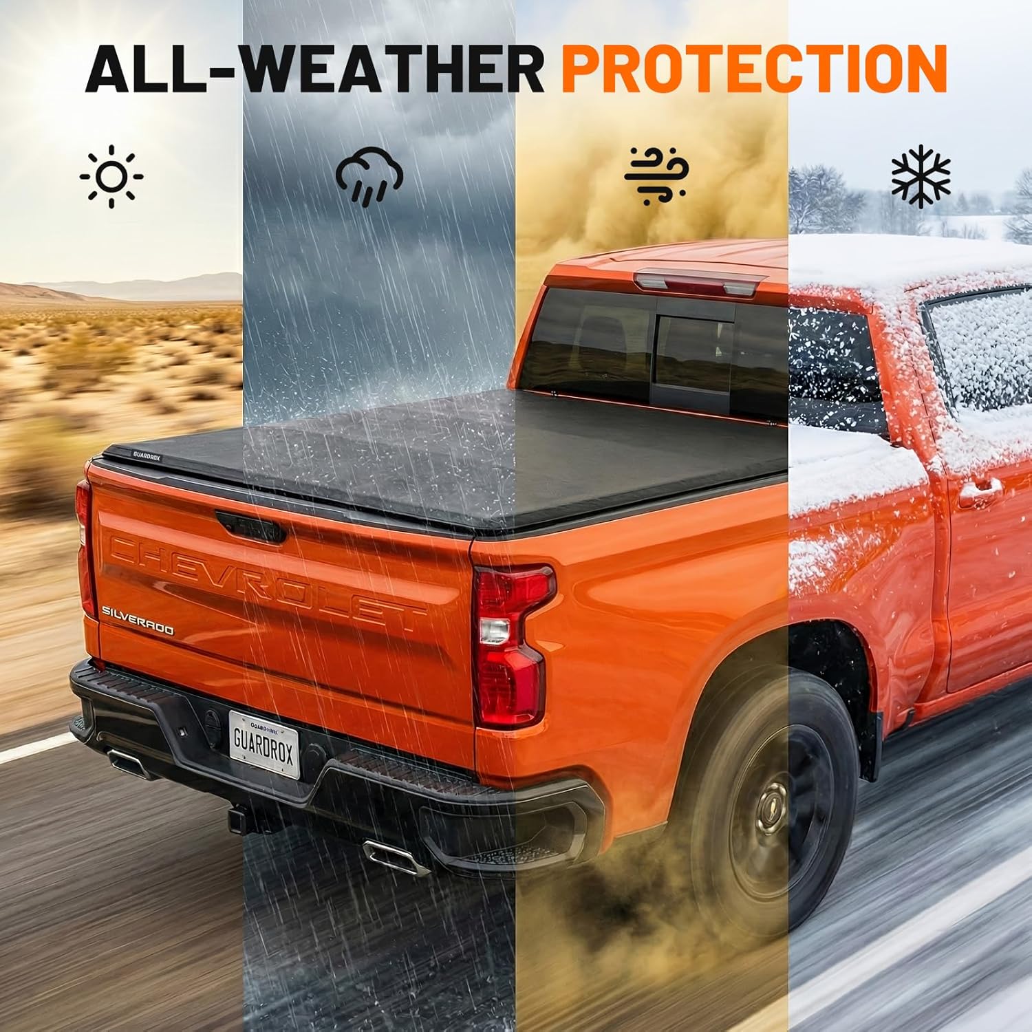 R5 Soft Roll-up Truck Tonneau Cover Compatible with 2007-2026 Chevy Silverado/GMC Sierra 1500 (Not Fit 19 LD/Limited), Vinyl Soft Cover for Fishing, Farm, Business, Family Outings (5.8ft)