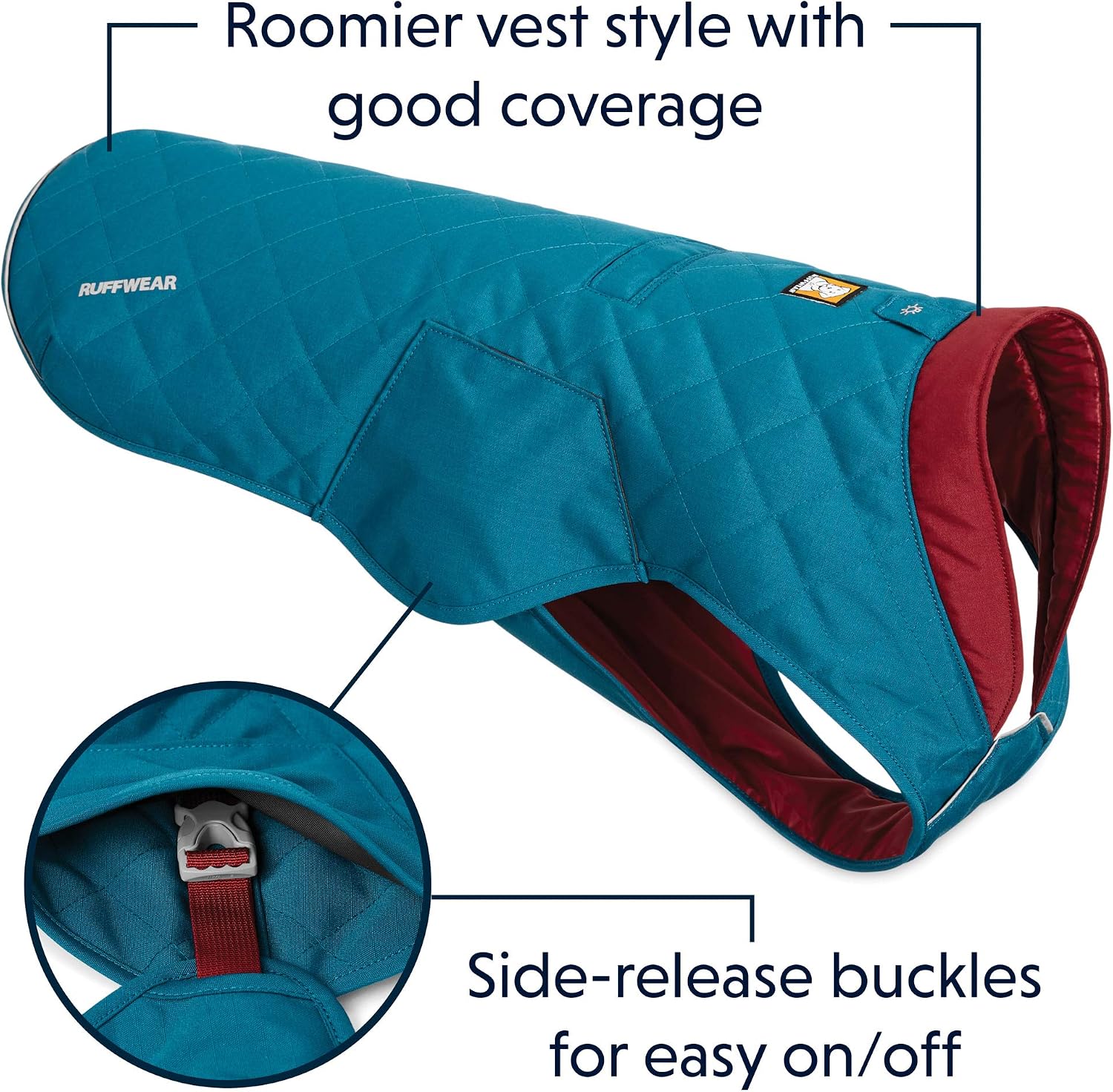 RUFFWEAR Stumptown Jacket, Overcoat for Dogs Warm and Abrasion-resistant for Clear Cold Days Metolius Blue, Large - Image 5