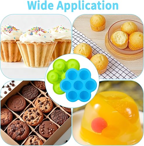 Miniatura 6 de Paquete de 2 moldes de silicona para mordeduras de huevo, antiadherentes, 7 tazas de silicona para hornear, accesorios para freidora de aire para