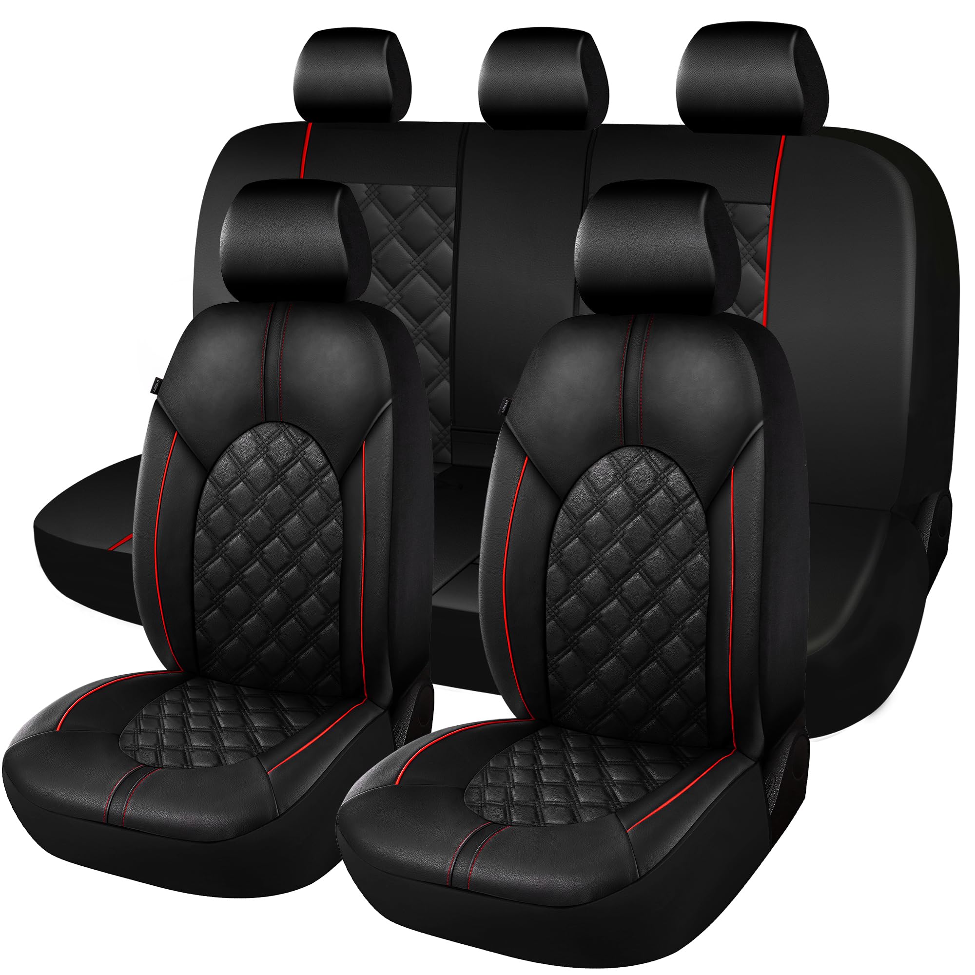 CAROMOP Luxury PU Leather Car Seat Covers Full Set