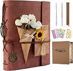 Scrapbook Photo Album 100 Pages, 60 Pages Self Adhesive+40 Pages Kraft Paper DIY Photo Book for 2x3 3x5 4x6 5x7 Pictures, Leather Memory Book for Wedding Baby Family Travel Birthday Christmas