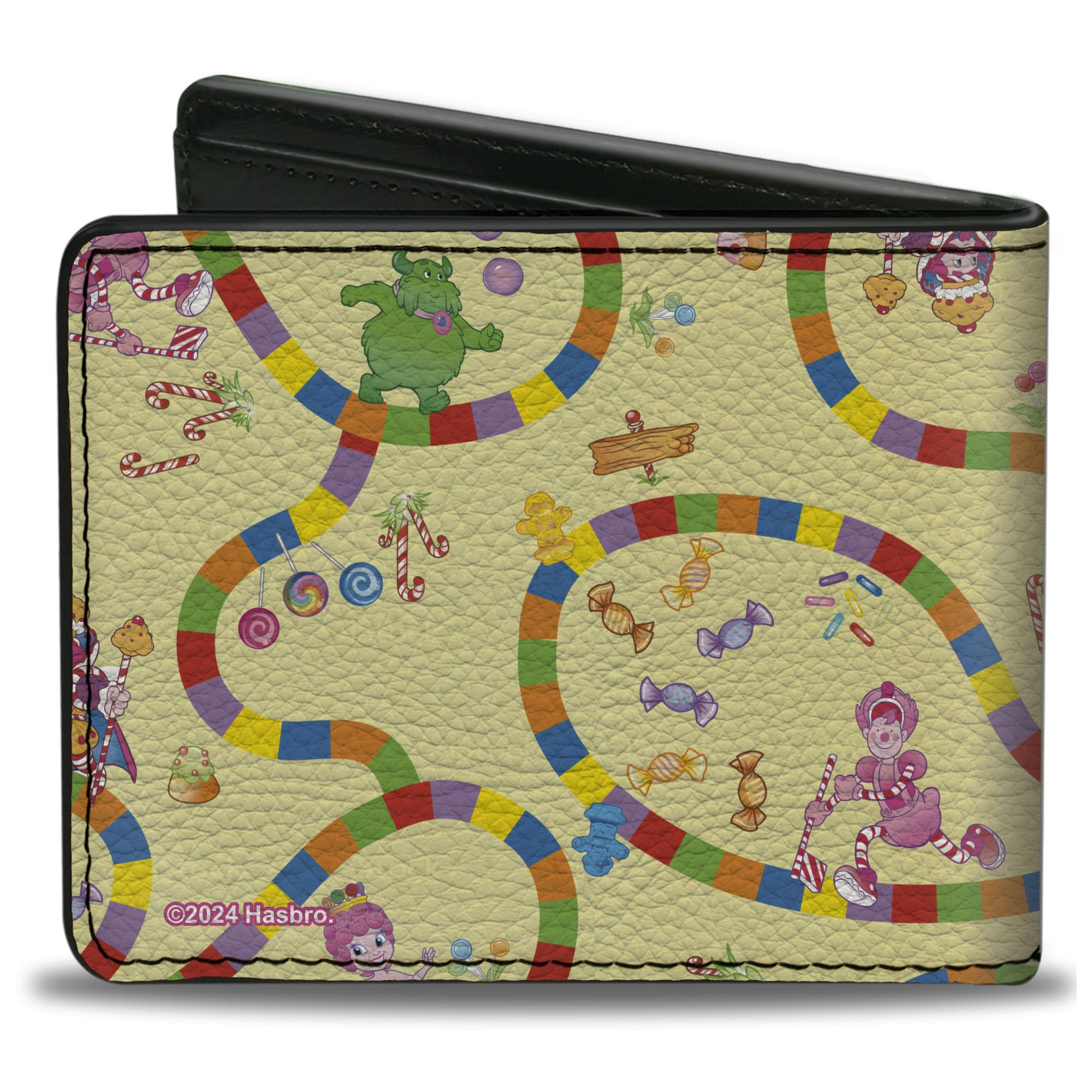 Buckle-Down Hasbro Wallet, Bifold, Candy Land Kandy King Game Path Pose and Characters Multi, Vegan Leather