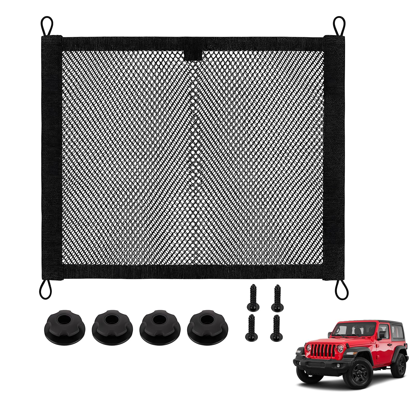 lrgnixs Gepäcknetz,1 Stück Kofferraum Netztasche,Universal Kofferraumnetz | Aufbewahrungsnetz, Netz Organizer für Wohnmobil, Busse, Camper, Boote, Lieferwagen, 42 x 36 cm, Schwarz