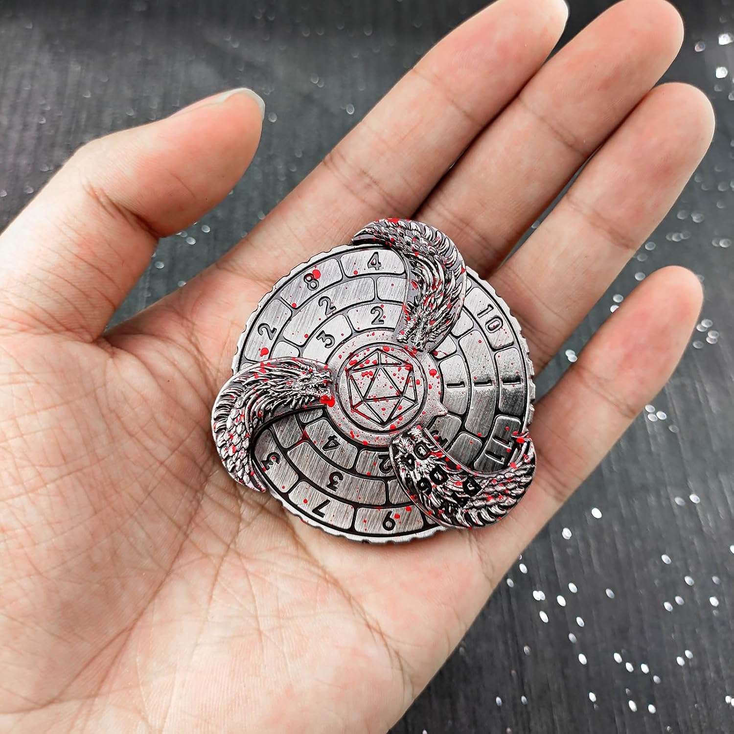 Spinning Mechanical Dice Spinner, Metal Polyhedral D&D Roulette Dice, Combine D4, D6, D8, D10, D12, D20, D%, Cool DND Dice with Gift Box