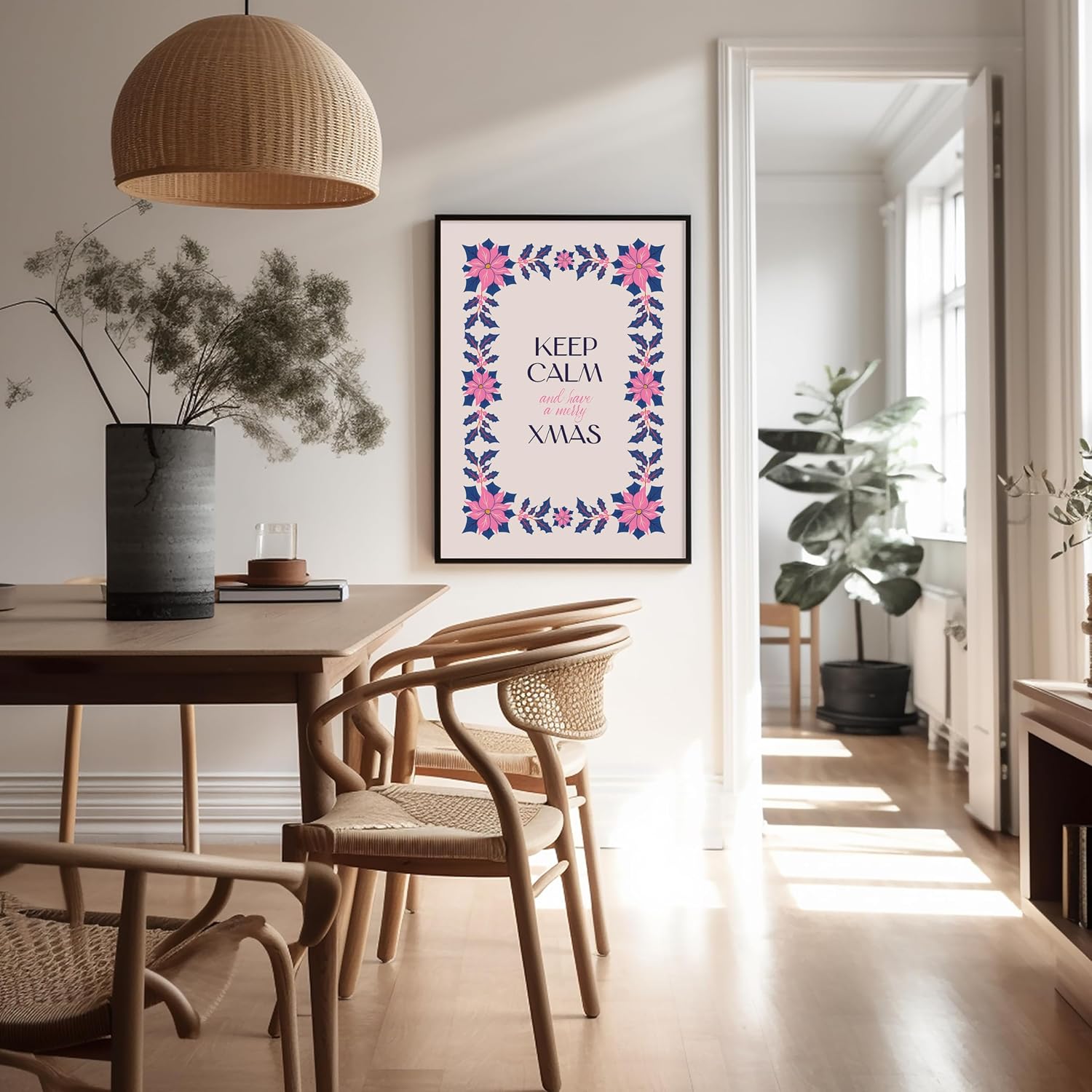 Poster Master Keep Calm Poster - Retro Merry Christmas Print - Holiday Art - Winter Print - Christmas Design - Trendy & Modern Design - Chic Boho Decor - Living Room Decor - 8x10 UNFRAMED
