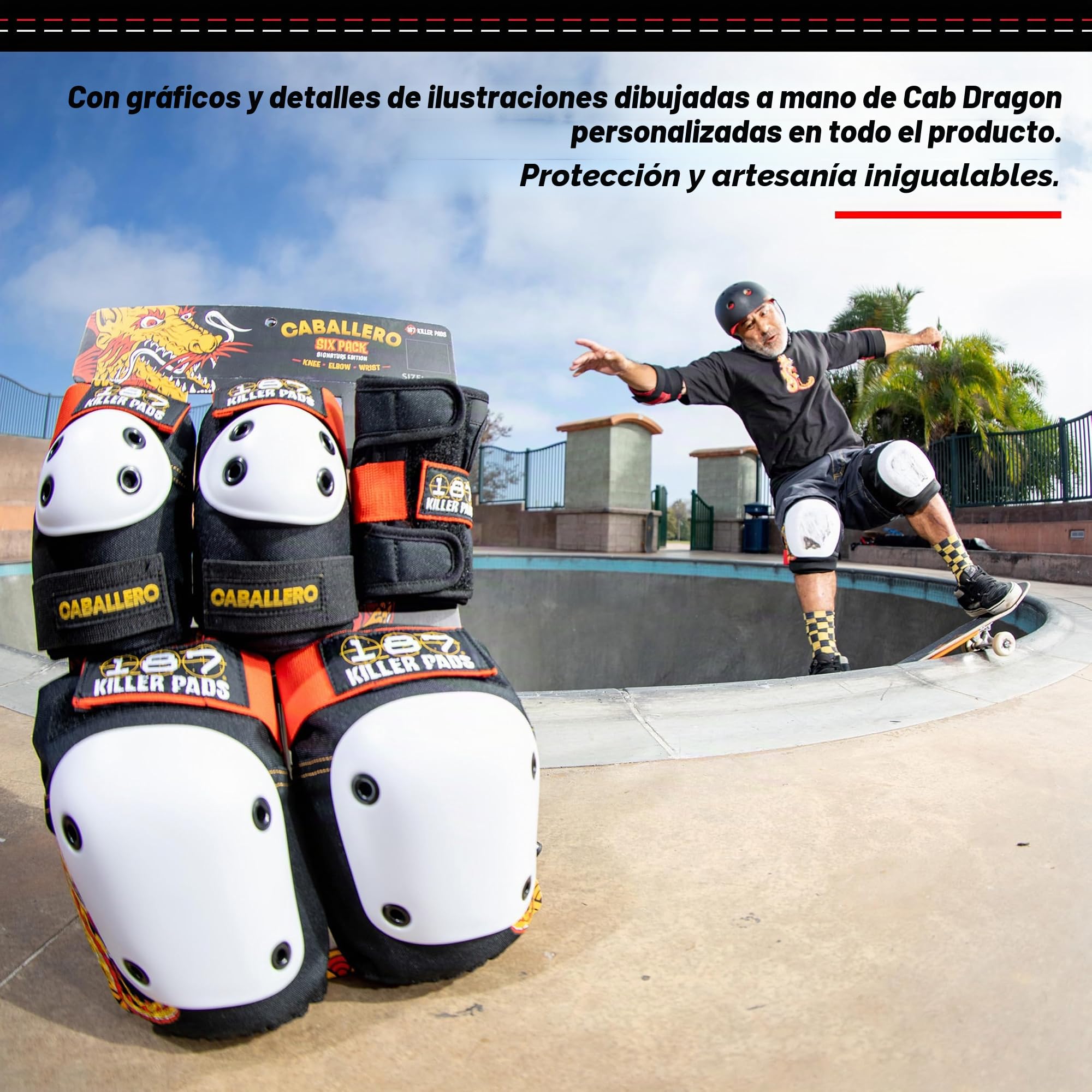 187 Killer Pads Rodilleras, Coderas y muñequeras para patineta, Juego de Seis Almohadillas