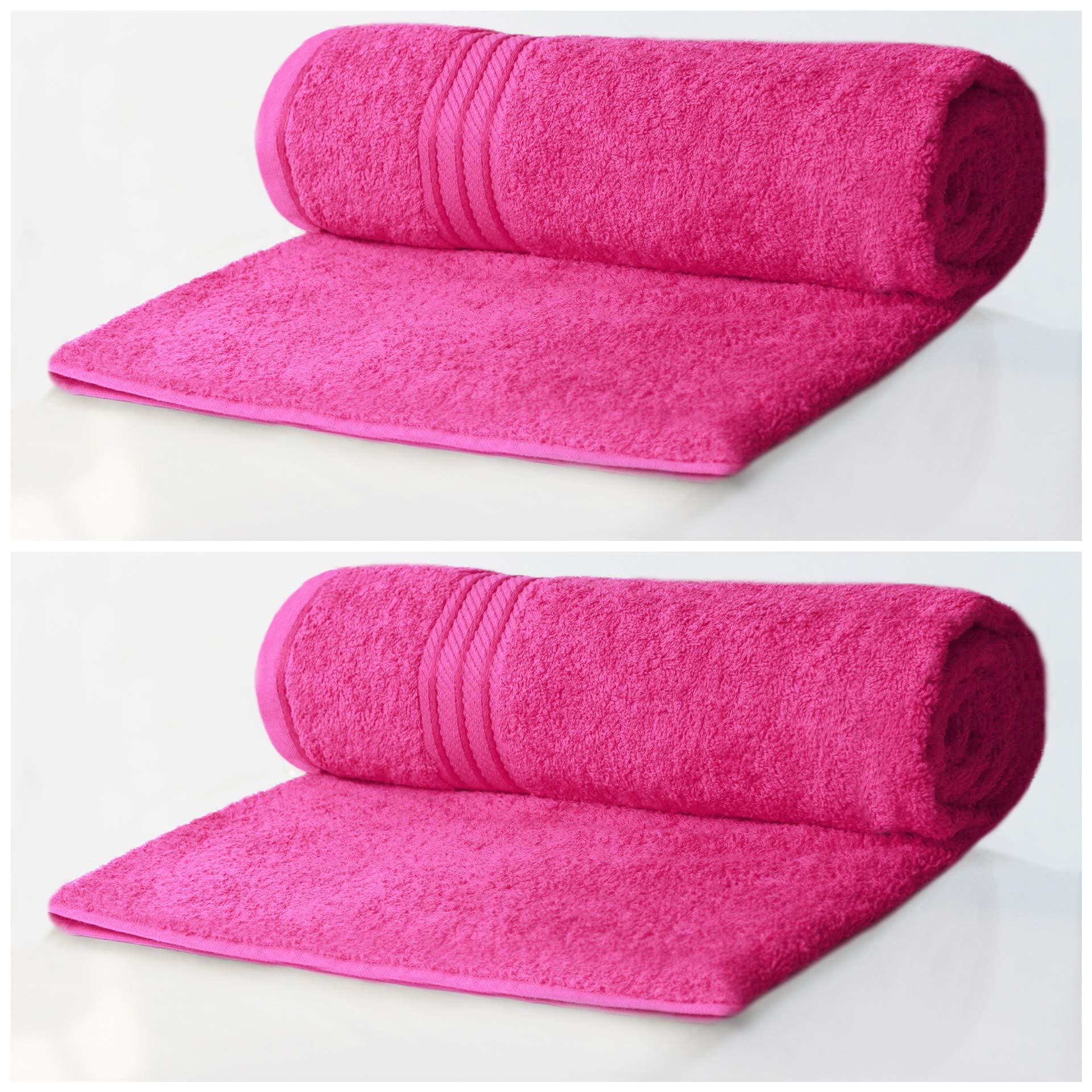 Supreme XL Jumbo Bath Sheets for Bathroom 500GSM Super Soft Egyptian Collection 100% Cotton Pack of 2 Absorbent and Quick Dry HUGE Bathroom Sheets Towels Set 100 CM X 170 CM !!!cm (NEON PINK)