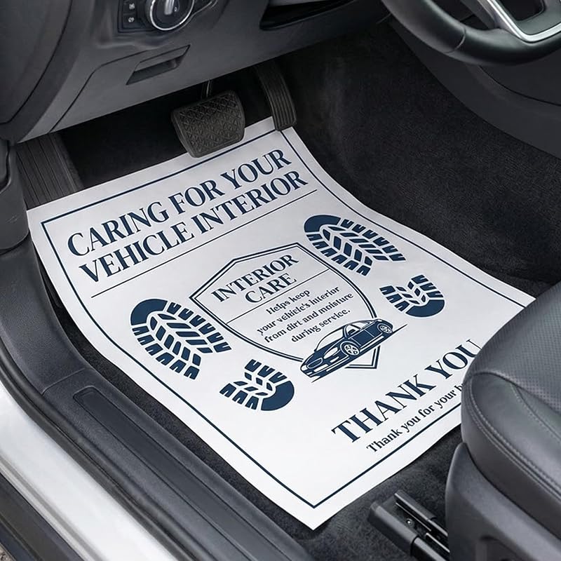 Tapetes de Papel Descartáveis para Carro YOBTEOY, Impressão Azul-Escura, 40,6 x 50,8 cm, Pacote com 100