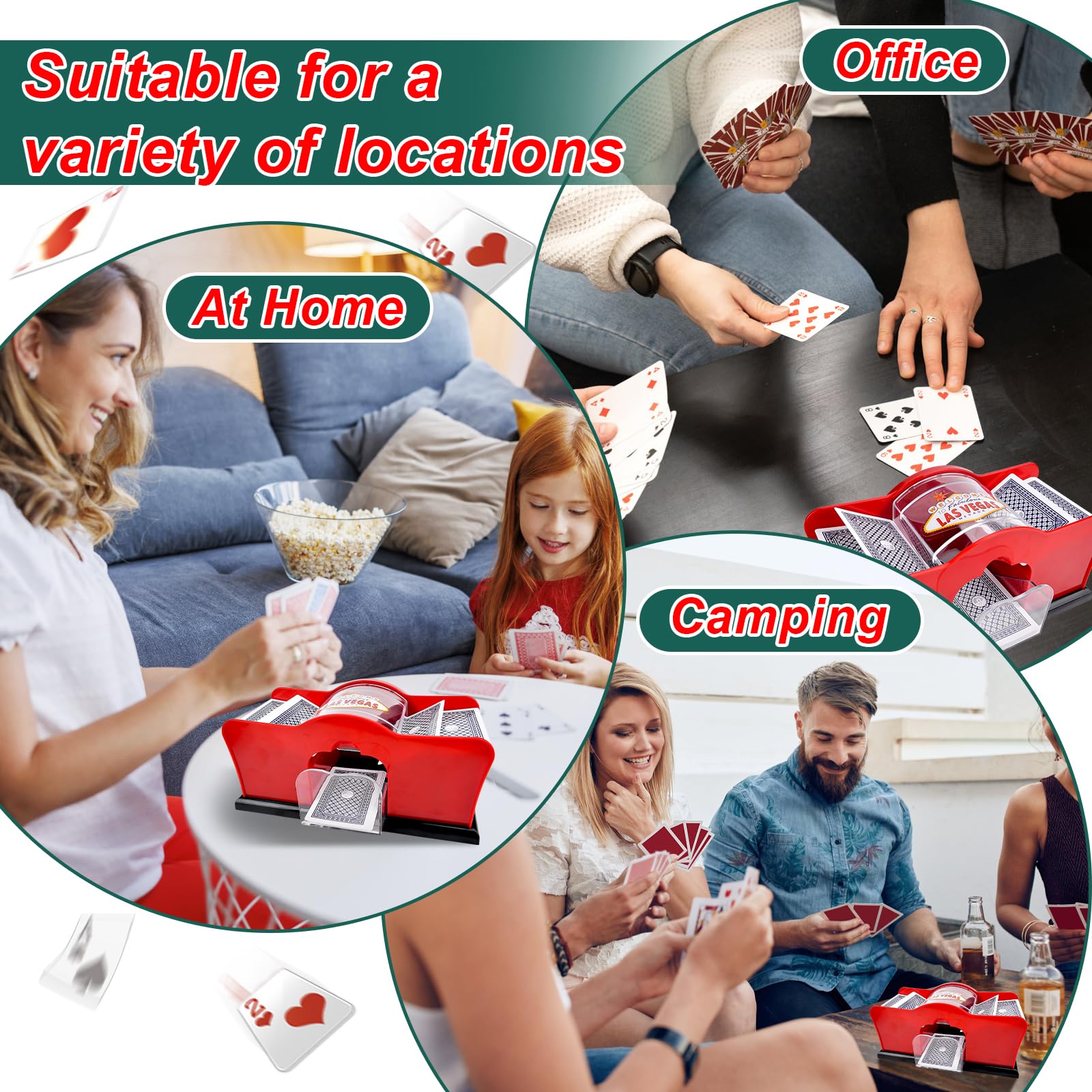 Pipihome Mescolatore Carte da Gioco, Mischia Carte Manuale, Miscelatore di Carte, 2 Mazzi, Manovella, Miscelatore Manuale per Carte da Gioco Fino a 91 mm