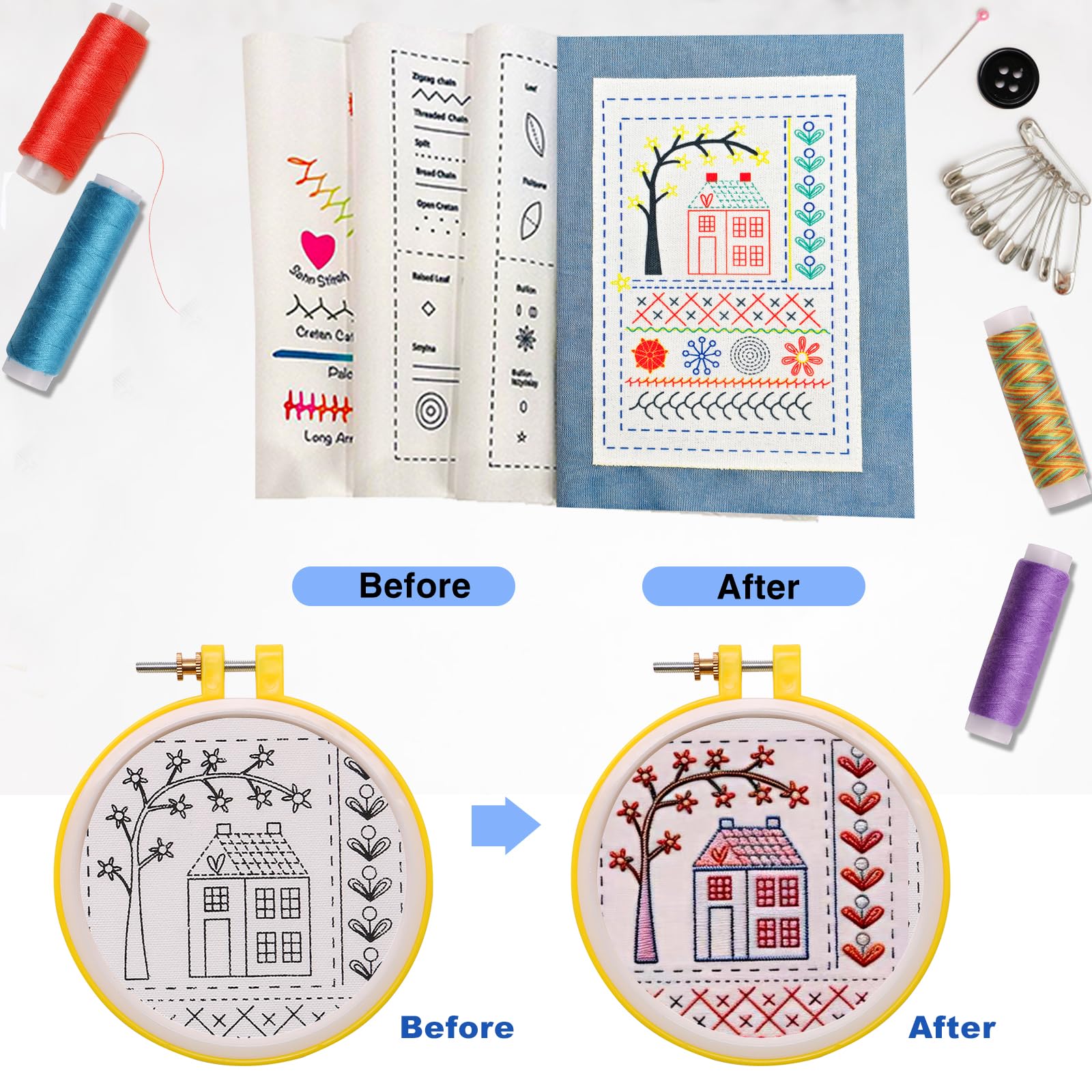 Beginner Embroidery Kit - 106 Patterns & Tools -4