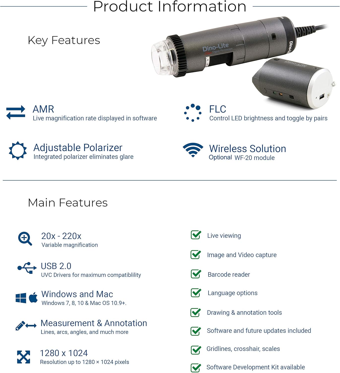 Dino-Lite AF4515ZT key features summary