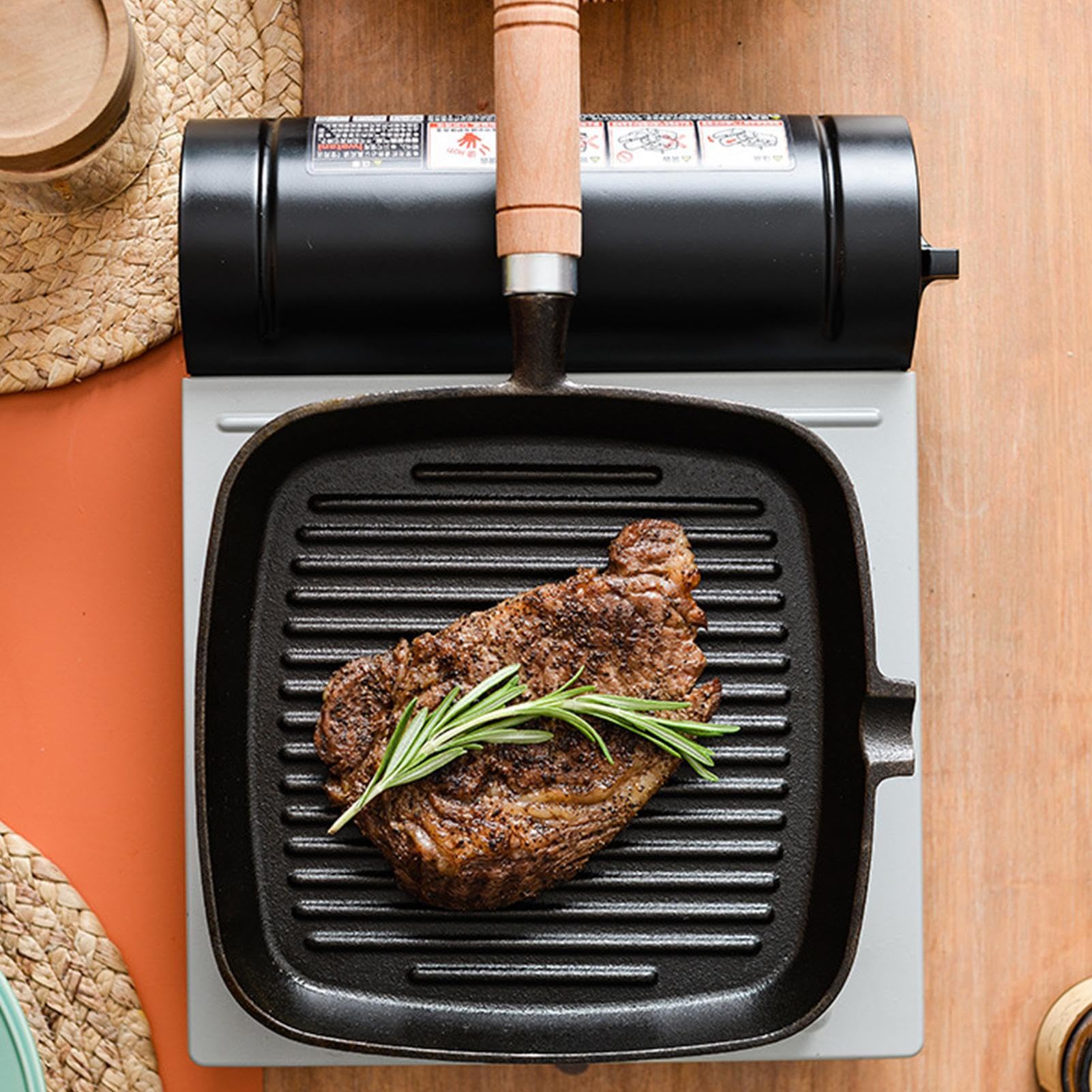 Padella Grill Padella Da Campeggio Con Manico In Legno | Accessorio Cucina Multifunzionale Portatile Resistente Al Calore Per Pancake Bacon Panino