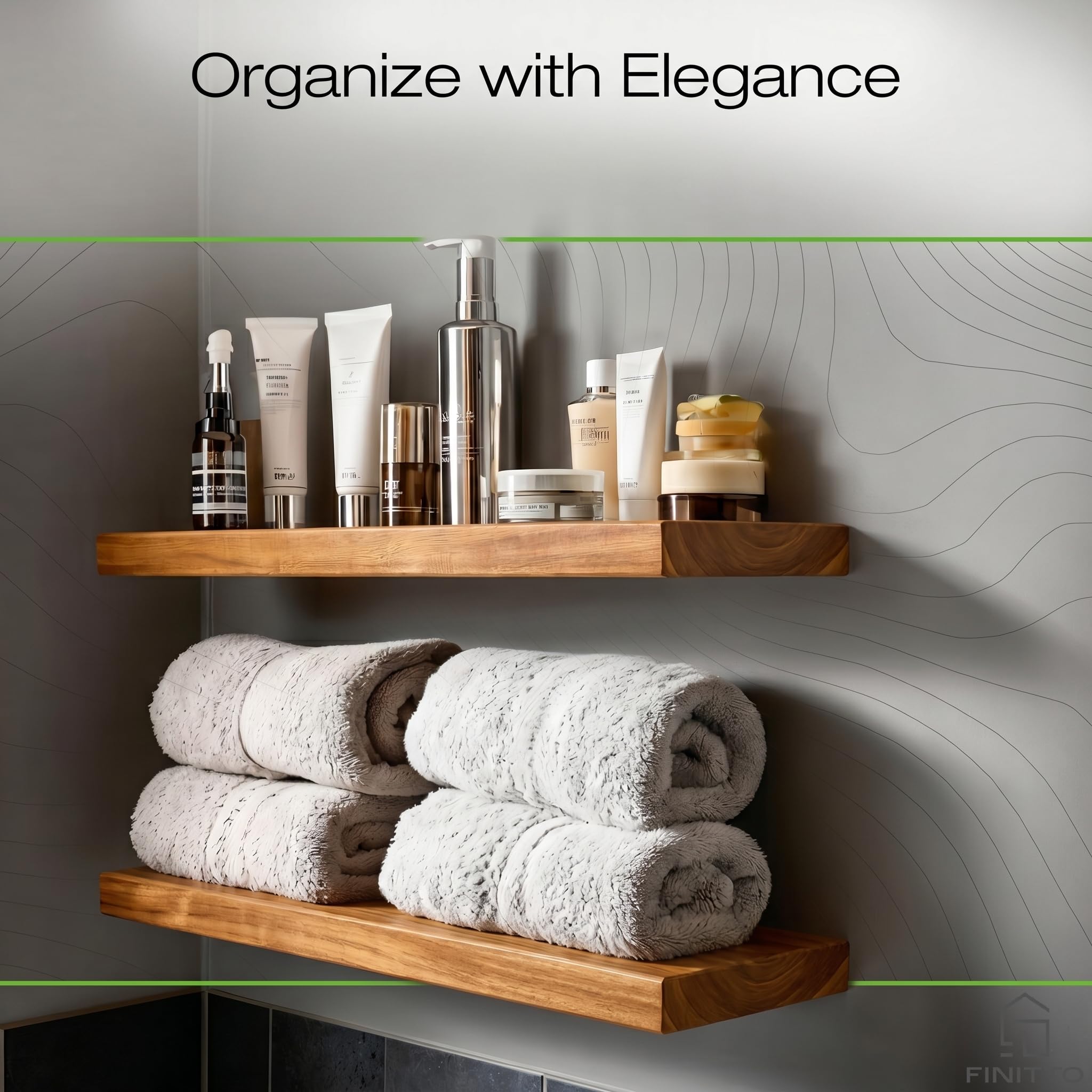 'Filo' | Estanteria Flotante de Madera de Acacia Maciza (Set de 2) | Balda de Pared Premium para Salón o Dormitorio | Estantes Decorativos con Montaje Oculto